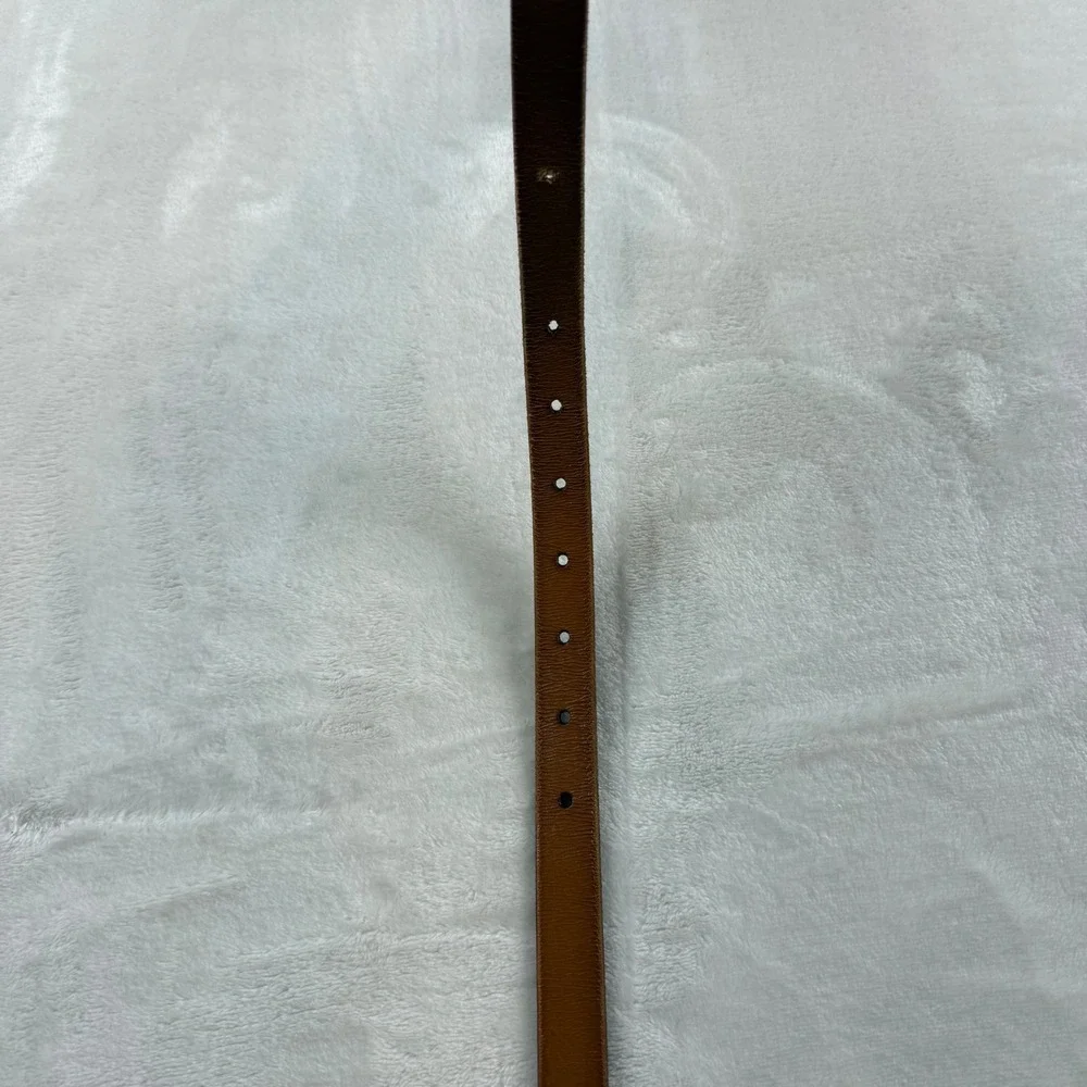 Madewell Italian Leather Belt Womens Medium Brown Brass Buckle Western Boho Chic